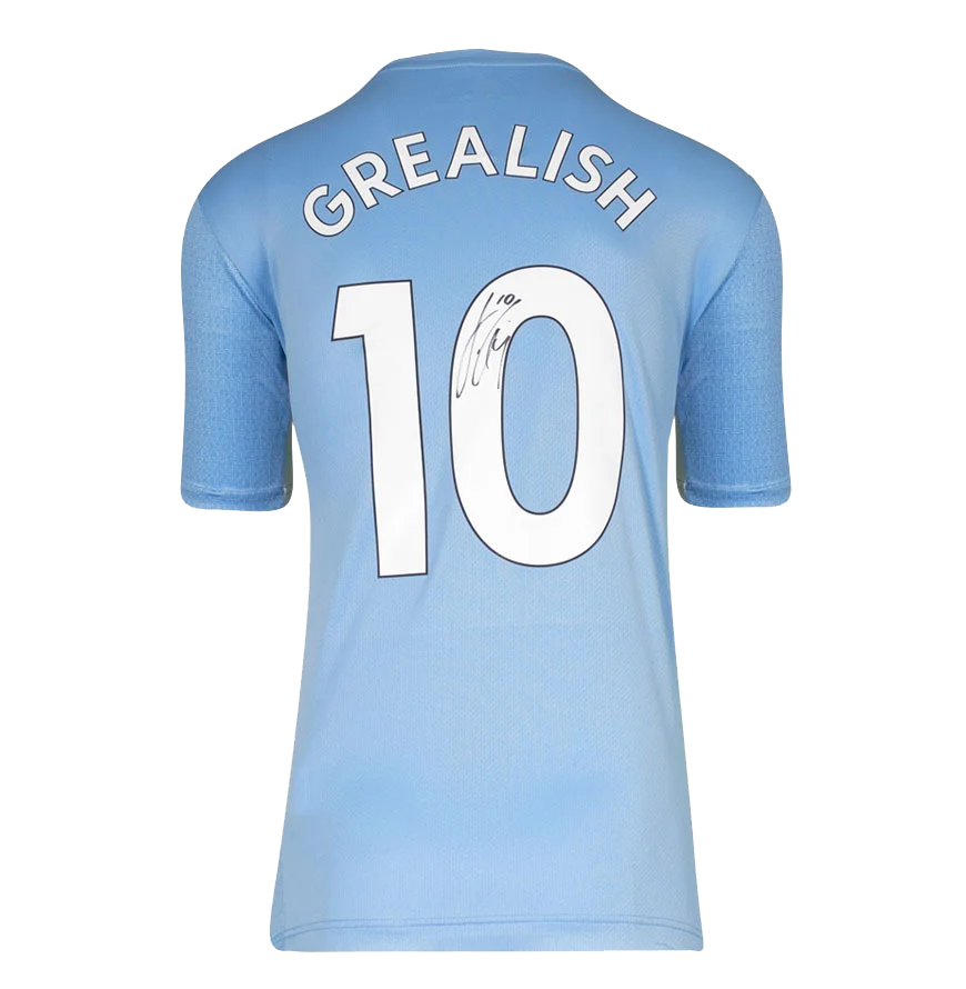 Jack Grealish Official UEFA Champions League Back Signed and Hero Framed Manchester City 2021-22 Home Shirt