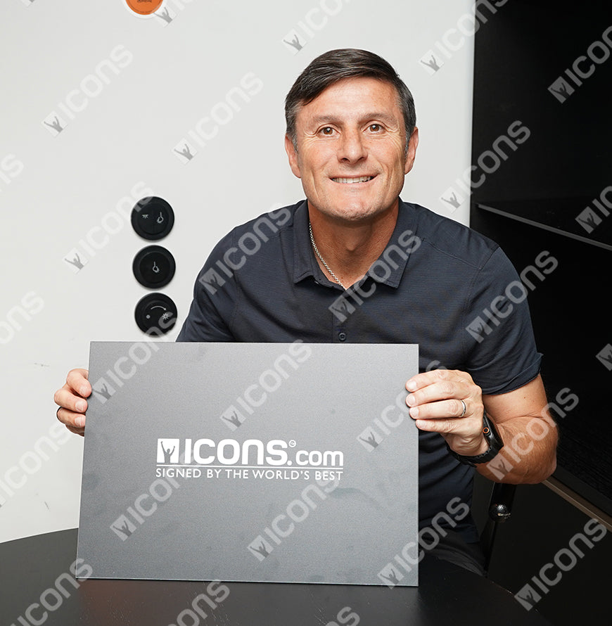 Javier Zanetti Official UEFA Champions League Back Signed and Hero Framed Internazionale 1998 Home Shirt