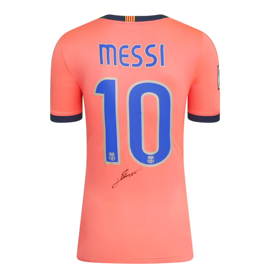 Lionel Messi Official UEFA Champions League Back Signed and Hero Framed FC Barcelona 2009 Away Shirt