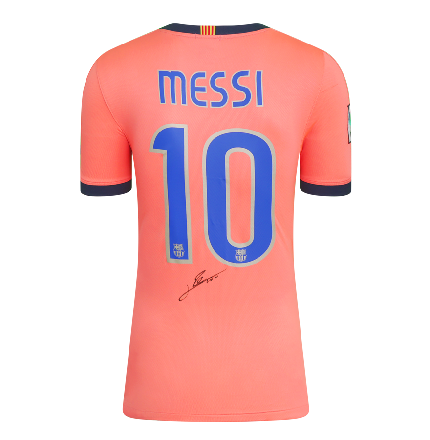 Lionel Messi Official UEFA Champions League Back Signed and Framed FC Barcelona 2009 Away Shirt