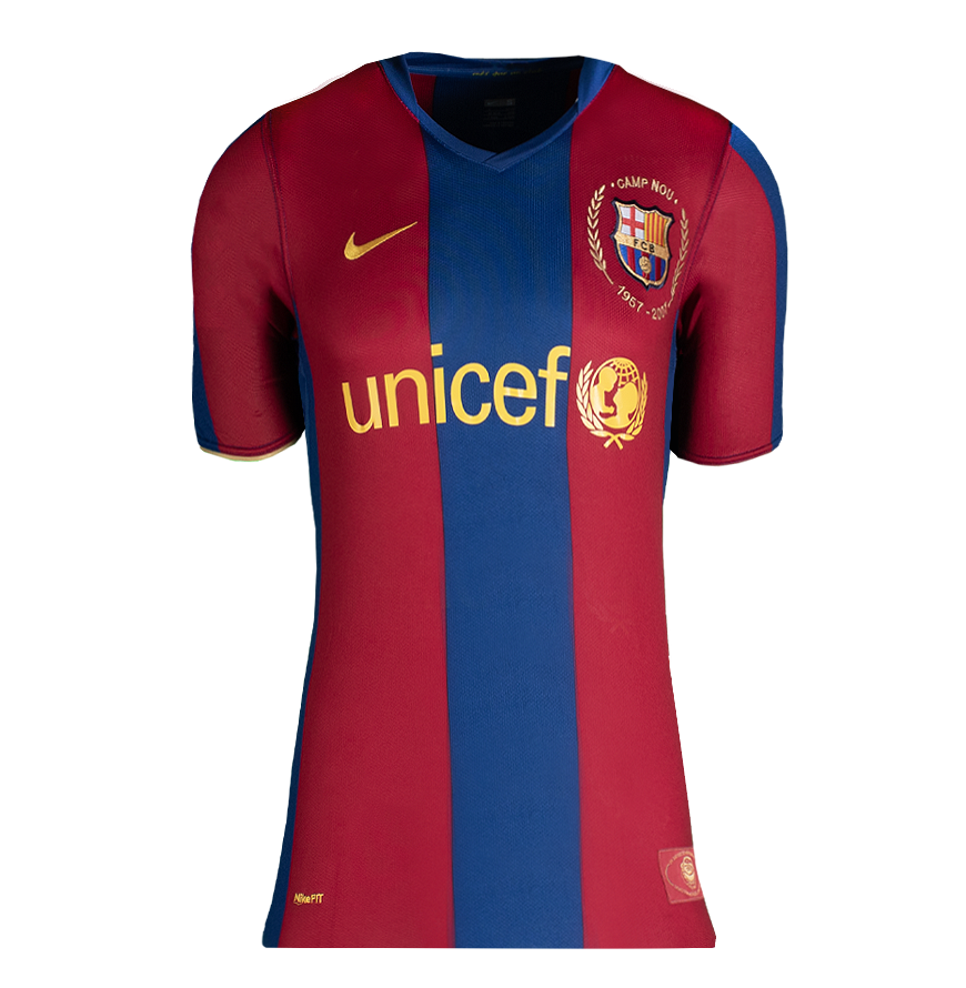 Lionel Messi Official UEFA Champions League Back Signed and Framed FC Barcelona 2007-08 Home Shirt