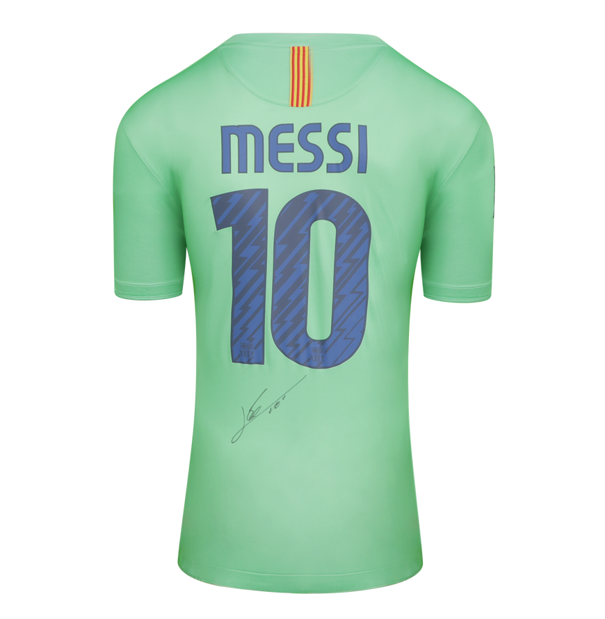 Lionel Messi Official UEFA Champions League Back Signed and Framed FC Barcelona 2010-11 Away Shirt