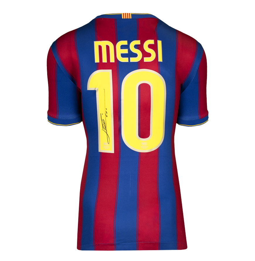 Lionel Messi Official UEFA Champions League Back Signed and Framed FC Barcelona 2009-10 Home Shirt