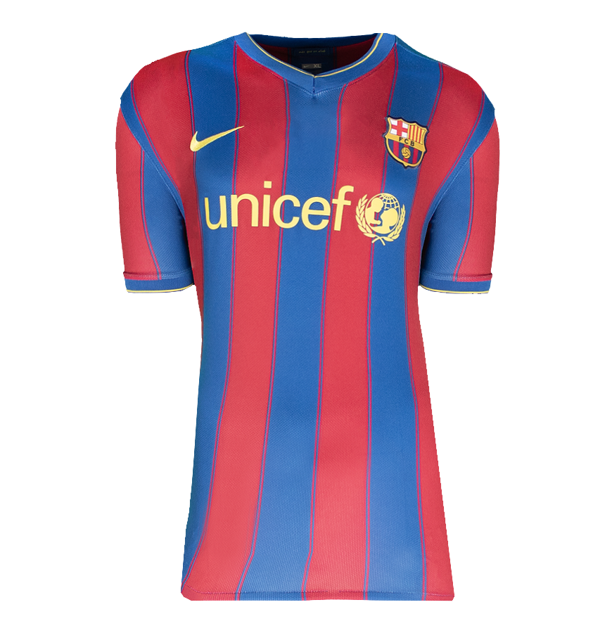 Lionel Messi Official UEFA Champions League Back Signed and Hero Framed FC Barcelona 2009-10 Home Shirt