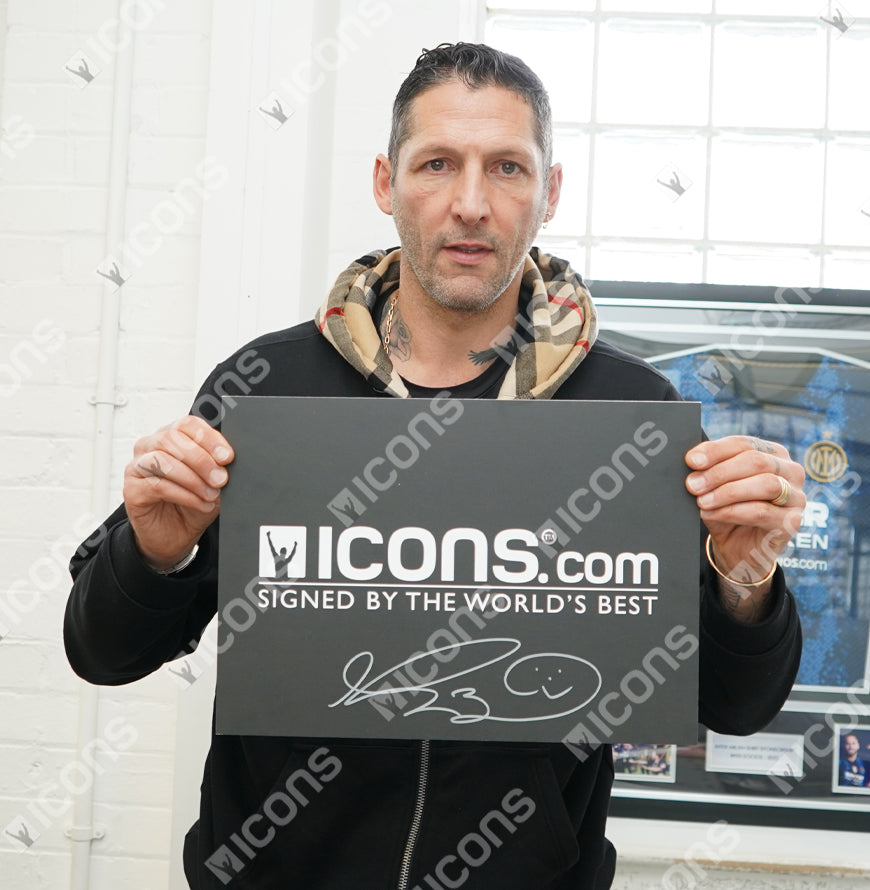 Marco Materazzi Official UEFA Champions League Back Signed and Hero Framed Internazionale Retro Home Shirt