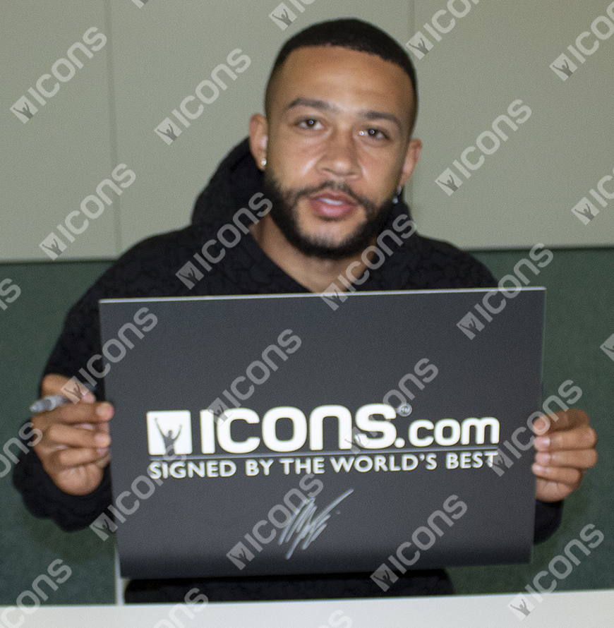 Memphis Depay Official UEFA Champions League Signed Football In Acrylic Case
