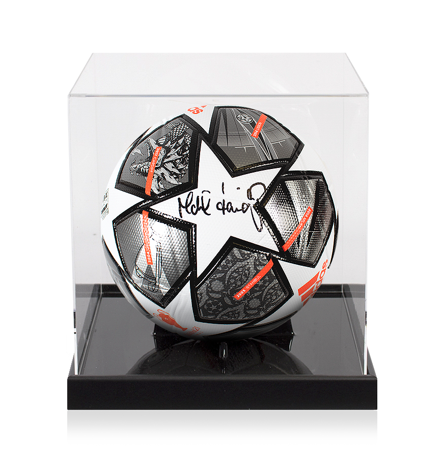 Michael Laudrup Signed UEFA Champions League Football In Acrylic Case