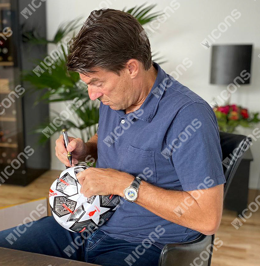 Michael Laudrup Signed UEFA Champions League Football In Acrylic Case