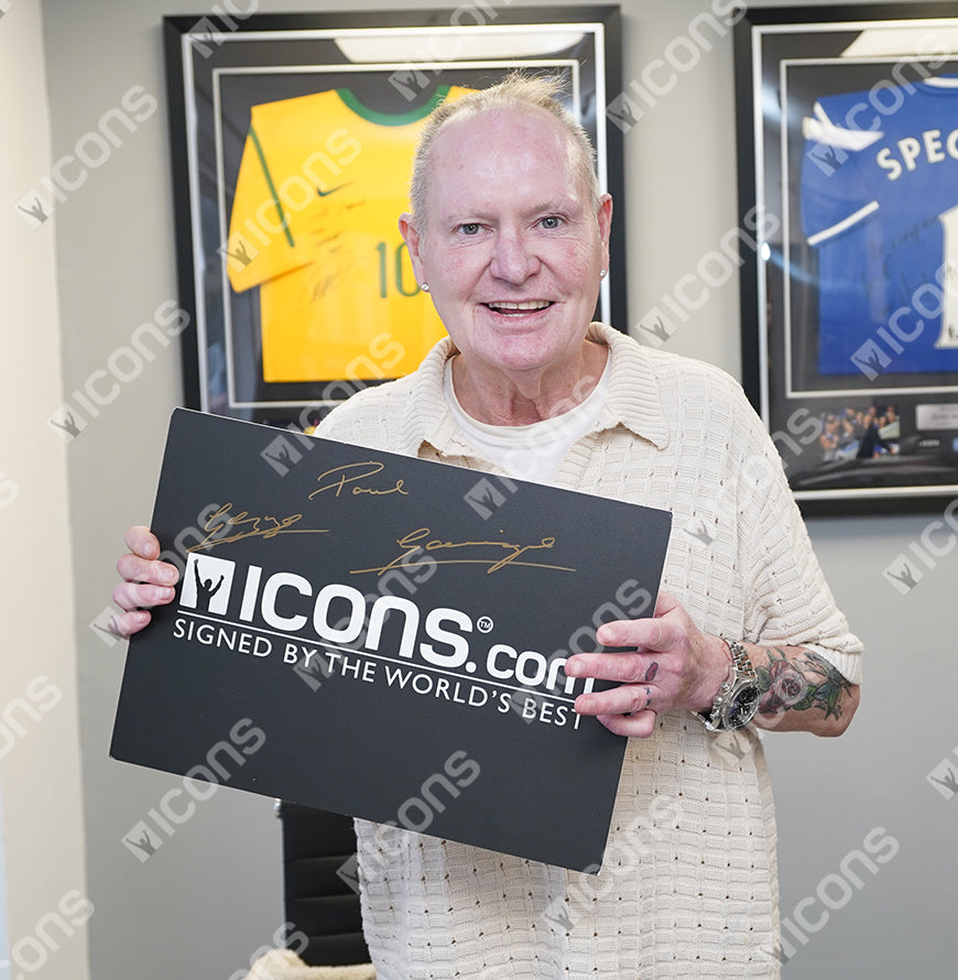 Paul Gascoigne Official UEFA Champions League Back Signed and Hero Framed Rangers 2016-17 Home Shirt