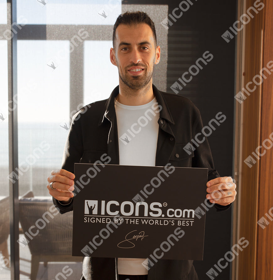 Sergio Busquets Official UEFA Champions League Signed Football In Acrylic Case