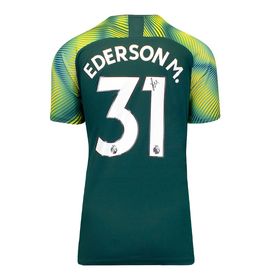 Ederson Official UEFA Champions League Back Signed and Framed Manchester City 2019-20 Goalkeeper Shirt