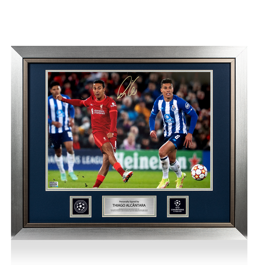 Thiago Alcantara Official UEFA Champions League Signed and Framed Liverpool FC Photo: UEFA Champions League Star