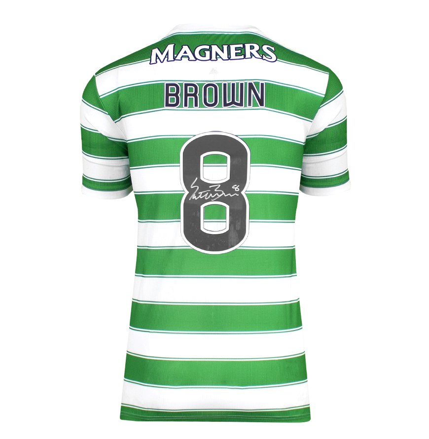 Scott Brown Official UEFA Champions League Back Signed and Hero Framed Celtic 2022-23 Home Shirt